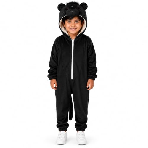 Image of Raj Costume Animal Fancy Dress Costume for Boys & Girls | Hooded Full Body Wildlife Zoo Animal Jumpsuit | Soft Costume for School Function, Fancy Dress, Halloween, Birthday, Cosplay & Role Play