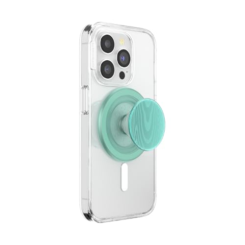 PopSockets Phone Grip for MagSafe with Kickstand, Magnetic Stand, Swappable Top, Secure Hold for iPhone MagSafe Cases, Phone & Tablet Grip - Alum Moire Turquoise