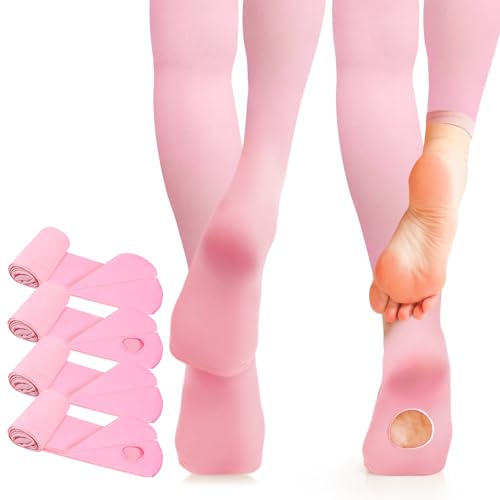 4 Pairs Dance Tights for Girls, Ultra Soft Legging Ballet Dance Tights Footed Ballet Stockings Girls Toddler