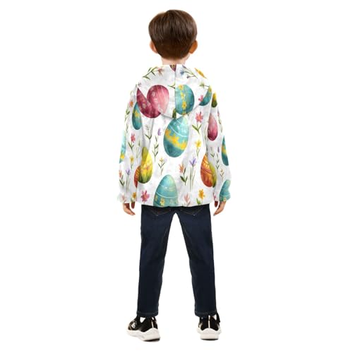 Floral Easter Eggs Pattern Toddler Fleece Jacket Girl Boys Hooded Fleece Jacket Coat Warm Outwear Zip-up 3-10T4