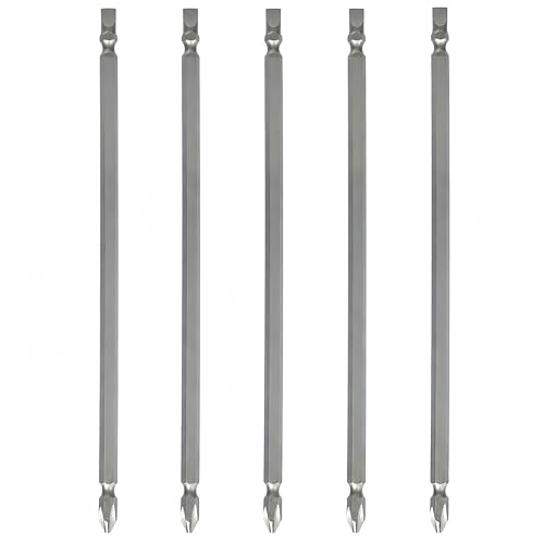 NACX PH2/ SL6 Magnetic Double Ended Screwdriver Bits, S2 Power Tool, 1/4 Inch Hex Shank 8Inches Length, 5Pcs