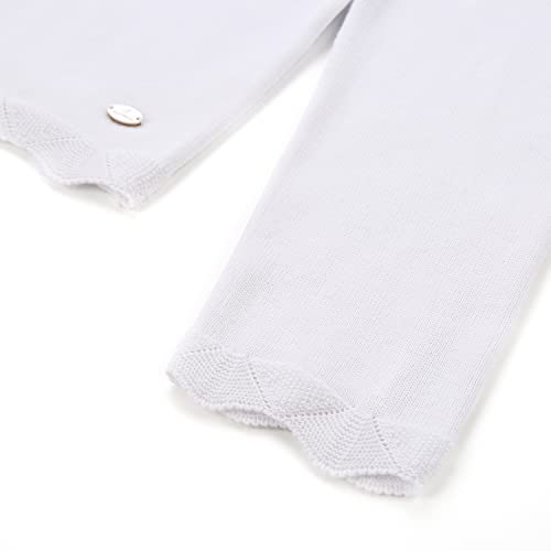 Girls’ Cardigan Sweaters Long Sleeve School Uniforms Kids Casual Open Front Button Down Knit Jackets Tops，White，5-6Years #TOP4