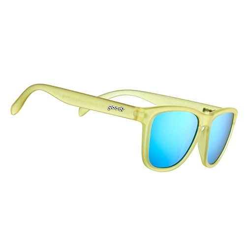 goodr Swedish Meatball Hangover Polarized Sunglasses for Men & Women, Yellow Translucent Frames with Blue Reflective Lens, UV400 Protection, No Slip