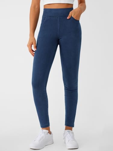 LILLUSORY Womens Jeggings High Waisted Stretch Jeans Skinny Tummy Control Denim Leggings with Pockets Trendy Pants 20252