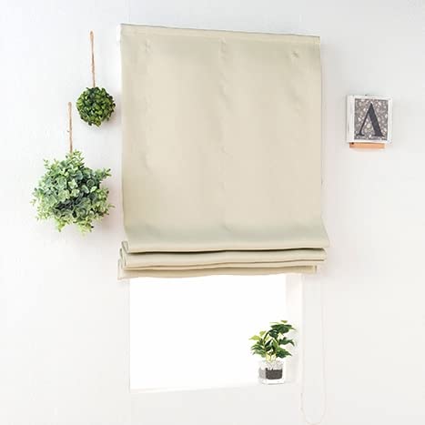 aiika 1級遮光 防炎 オーダー ローマンシェード 48色 無地 HAUSKA リネンベージュ 左側操作 幅180cm 丈130cm 受注生産品のサムネイル