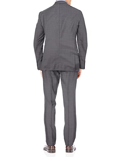 Cole Haan Men's Slim Fit Suit, Medium Grey Plaid, 36 Regular #TOP1