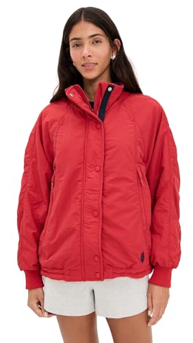 Free People Women's Breeze Blocker Jacket, Cranberry Combo, Red, L