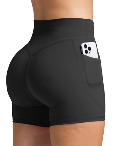 Olmlmt Biker Shorts Women with Pockets High Waisted Tummy Control Butt Lifting Workout Gym Running Yoga Shorts