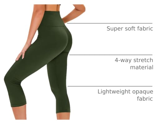 Image of TNNZEET Capri Leggings for Women - Tummy Control High Waisted Soft Yoga Pants for Gym Workout