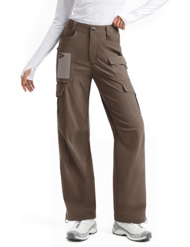 Moosehill Women's Hiking Cargo Pants: Lightweight Quick Dry Brown, 4,30"