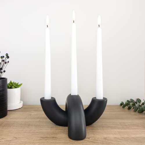 AERLO Taper Candle Holder Set - Candle Stick Holders for Dining Room Table, Entryway Table, or Fireplace Mantel - Modern Candelabra Home Decor (Black)