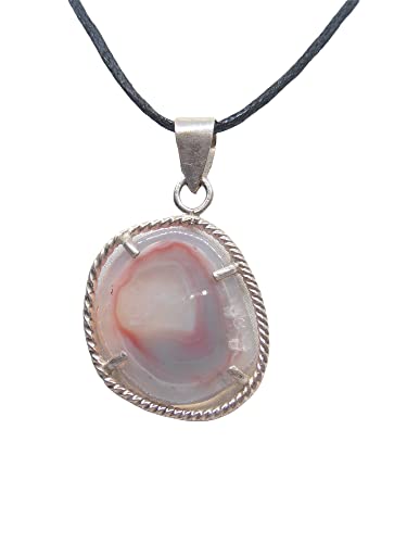 Pendentif agate naturel et argent 925, collier de créateur en pierre dure