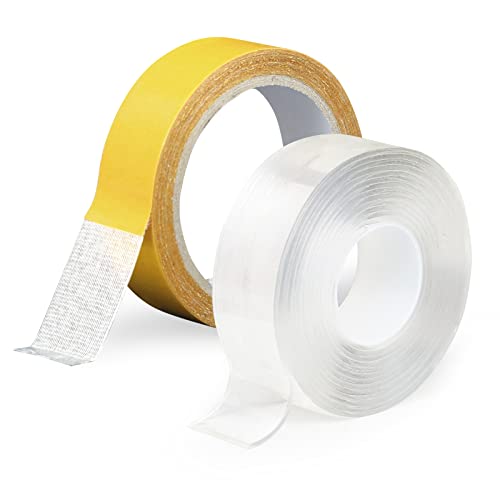 suruikei Doppelseitiges Klebeband Extra Stark, 3 Meter Nano Double Sided Tape Klebeband Transparent mit 10 Meter Beidseitiges Klebeband (2 Rollen) Cover