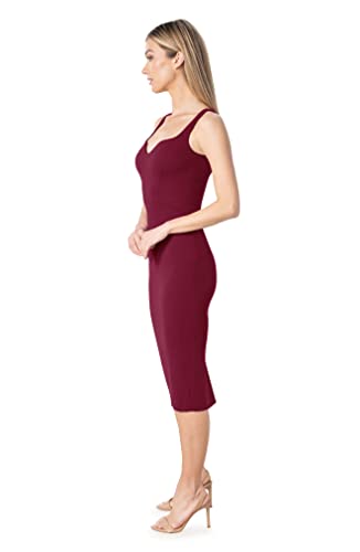Image of Dress The Population Womens Sloane Rounded V Neck Bodycon Midi Dress
