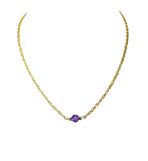 Cynthia Lynn"LITTLE GEMS" Faceted Amethyst Gemstone Minimalist Gold Tone Necklace