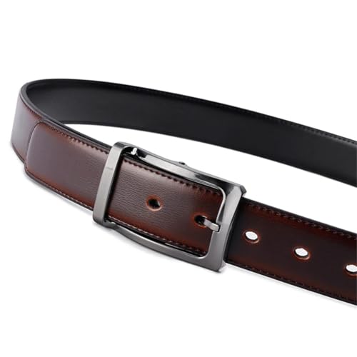 Hgvcfcv 1Pcs Men's Genuine Leather Reversible Belt Rotated Buckle Two In One Big And Tall Mens Belt2