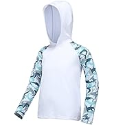 DRONIRING Youth Kids Fishing Hoodie Shirt - Boy and Girl Sports UPF Sun Hooded Shirts Shark Camo ...