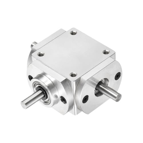 Image of uxcell Gear Box 90 Degree Right Angle Bevel Gearbox 1:1 Forward Double Output Shaft 1 Module 20 Teeth Bevel Gear Aluminum Frame Simple Mechanical DIY Module 6mm Shaft,80x66x30mm(LxWxH)