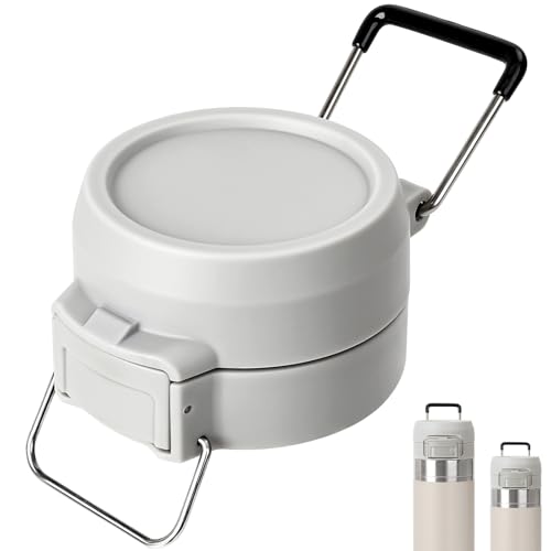 Lid Replacement for Stanley Quick Flip GO, Cover Cap for Stanley 24oz/36oz, BPA-Free Push Button, Leakproof Lid with Carry Loop for Travel/Sports, No Spill Reuse Top for StanleyAccessories, Gray