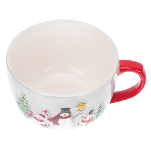 FIXOSHEE Taza Navideña de Cerámica 1 Unidad Diseño de Muñeco de Nieve para Servir Té y Leche Vajilla Temática Navideña Creativa para Fiestas y Decoración Festiva