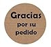 100 Etichette adesive Kraft per ordini"Grazie per l'ordine in spagnolo.