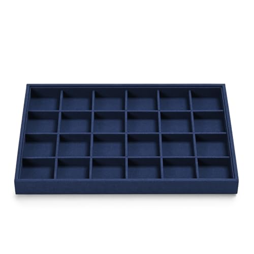 24 Grids Jewelry Tray Earring Organizer Tray Microfiber Jewelry Display Tray Ring Earrings Holder Trays Jewelry Drawer Organizer for Ring Earrings Holder Storage Display Tray
