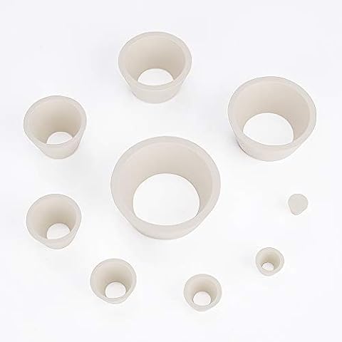 Labasics Filter Adapter Cones, Durable Tapered Collar Rubber Stopper Buchner Funnel Flask Cones Adapter Set, Wear Resistance Smooth Surface, Pack of 9, White Cover