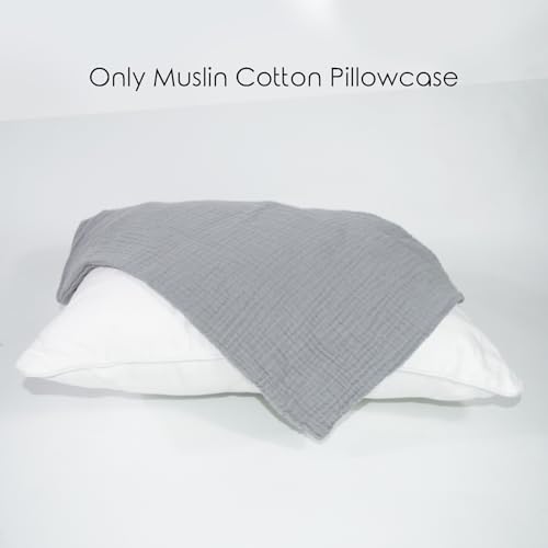 Image of Organic Cotton Muslin Mini Pillowcases with Envelope Design,2 Pack Ultra Breathable Kids Toddler Pillowcases for Boys and Girls- 13 x 18 inches (Grey)