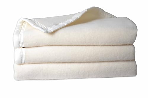 Couverture laine blanc lit double Poyet Motte Aubisque