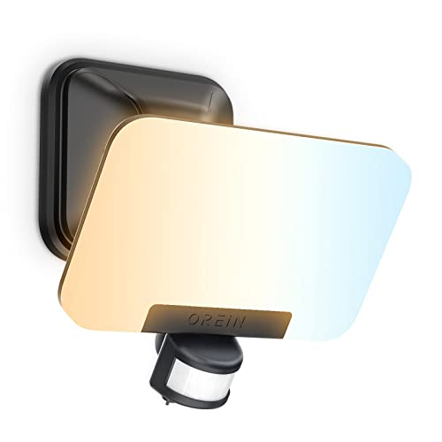 OREiN Led Strahler mit Bewegungsmelder Außen, 2700/4000/6500K Warmweiß & Kaltweiß 2800LM 24W Superhell Außenstrahler mit 3 Köpfe, IP65 Wasserdicht Fluter Flutlicht für Garage, Garten, Hof Haustür
