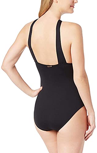 Michael Kors Womens Plus Size Keyhole Tummy Control One Piece Swimsuit Black #TOP2