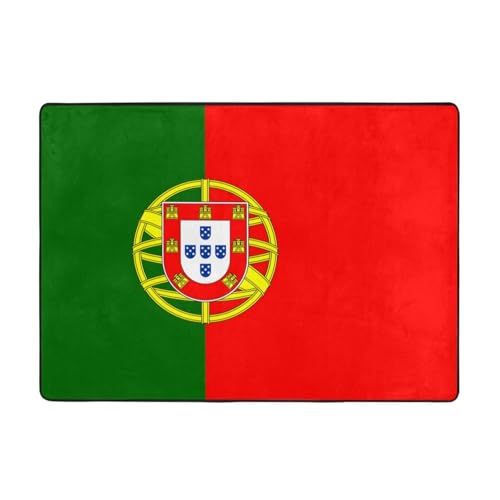 Tapete decorativo para el hogar con la bandera de Portugal (80 x 58 pulgadas), resistente a las manchas, tapete de tela de franela para dormitorio, oficina