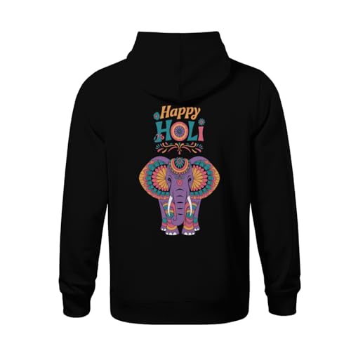 Kids Cool Happy Holi Colors Festival Spring Elephant Boys Girls Lightweight Kangaroo Pocket Fleece Hoodies3