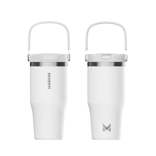 TERMO MARVIN | THE ICED 700 ML | Conserva frío 12 horas | Conserva calor 8 horas | Botella de Agua de Acero Inoxidable | Base antideslizante silicona | Sin BPA | Tapa antifugas | Good White