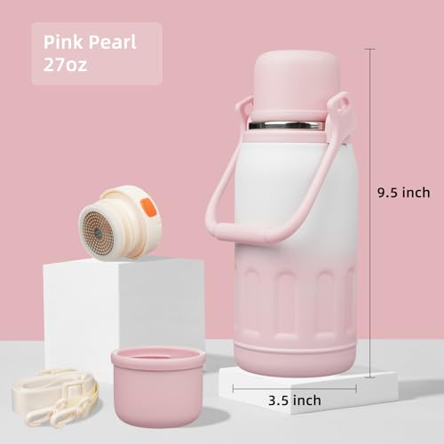 Image of Konokyo 27oz Thermos for Cold Drinks, Insulated Water Bottle, Pink Pearl