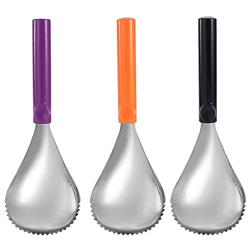 LUOZZY 3pcs Manual Pumpkin Corer Scoop Pulp Separator - Stainless Steel Pumpkin Scooper (Orange, Purple, Black)