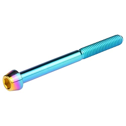 Image of Titanium Ti Bolt M5x9 16 18 20 25 30 35 40 45 50 55 60mm Tapered Head Screws Pack of 4 (M5x60mm, Iridescent Blue)
