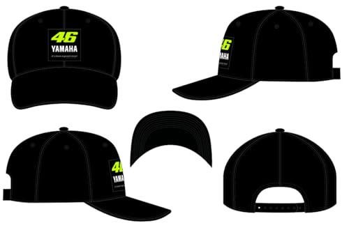 Casquette de moto Yamaha Valentino Rossi noire ajustable pour homme