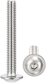 sourcing map Flanged Button Head Socket Cap Screws, M4*6mm Hex Socket Drive Screw, 304 Stainless Steel Fasteners Bolts, Fully Threaded Machine Screw 100Pcs