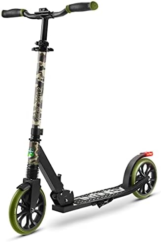 SereneLife Foldable Kick Scooter - Stand Kick Scooter for Teens and Adults with Rubber Grip at Tip, Alloy Deck, Adjustable T-Bar Handlebar Height, Smooth Gliding Wheels, Easy Maneuvering