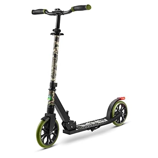 SereneLife Foldable Kick Scooter - Stand Kick Scooter for Teens and Adults with Rubber Grip at Tip, Alloy Deck, Adjustable T-Bar Handlebar Height, Smooth Gliding Wheels, Easy Maneuvering