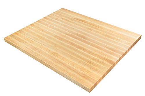 Big Bison Blocks Premium Kitchen Countertop, 36x30 Inch, Grade A Hard Maple, 1.5 Inch Thick Butcher Block