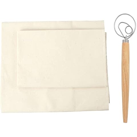 Professional Bakers Dough Couche Proofing Cloth, Baking Couche Linen Cloth 100% Pure Cotton Pastry Baguettes Bread Towel for Proofing with a Whisk (26x35-1) Cover