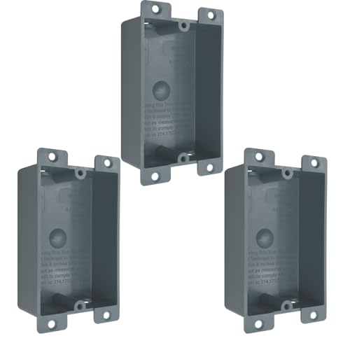 Old Work Shallow Electrical Outlet Box, Non-Metallic, 8 Cubic Inches, 2-Hour Fire Rated, ETL Listed, for Standard AWG Wiring, Home Renovation and Repair (3-Pack)