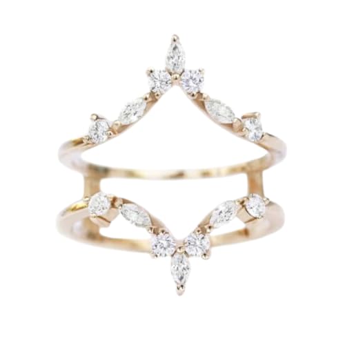 IVANKA Unique Marquise Ring Guard Diamond Ring Enhancer Tiara wedding ring guard 925 Sterling Silver 14K White Gold Vermeil Engagement Ring Jacket bridal matching stacking ring wedding wrap band silver ring guards gift for her, gift for mum