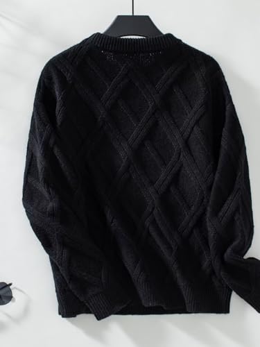 Image of Xuan2Xuan3 Fall Oversized Cable Knit Sweater for Women 2024 Crewneck Long Sleeve Loose Vintage Pullover Winter Tops Jumper