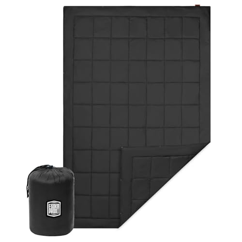 ESOKA PRON Outdoor Camping Blanket,Lightweight Waterproof Puffy Camping Blanket,Portable Camping Quilt for Travel, Picnic, Hiking,Camping (Black)