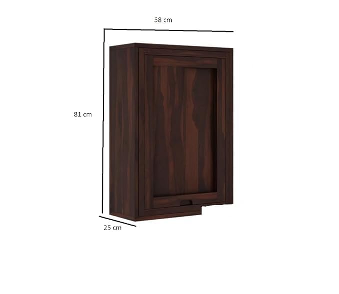 Image of WELL KNOWN Furniture Solid Wood Bar Cabinet for Home | Wall Hanging Design Mini Bar & for Living Room (Natural (Walnuts Balck)