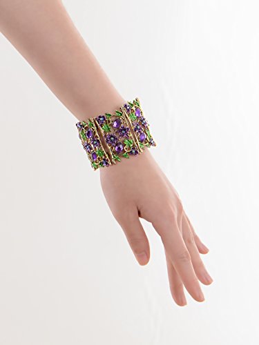 Alilang Antique Hollow Vintage Floral Topaz Crystal Rhinestone Flower Garden Bracelet Bangle Cuff 6