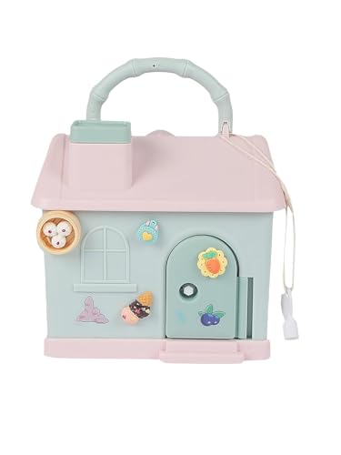 Image of Cute Toy House Money Coin Box with 3D Sticker Metal Piggy Bank with Secure Lock & Keys for Kids, House Shaped Money Saving Coin Collection Box for Girls (Pack of 1, Multicolour) (Design-2)